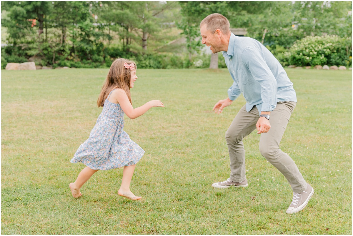 Dad and daughter run toward each other