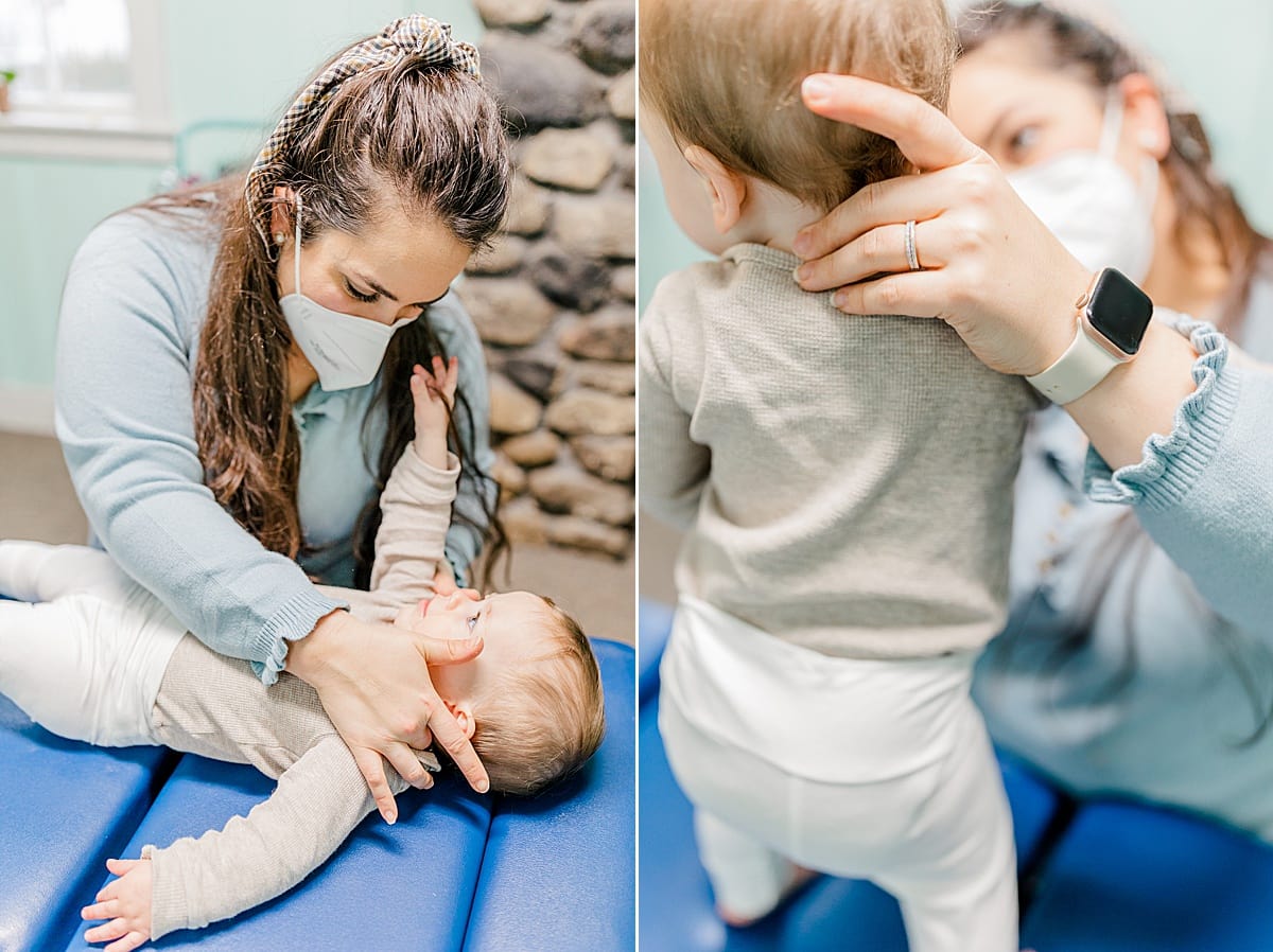 Massachusetts pediatric chiropractor adjusting a child's neck